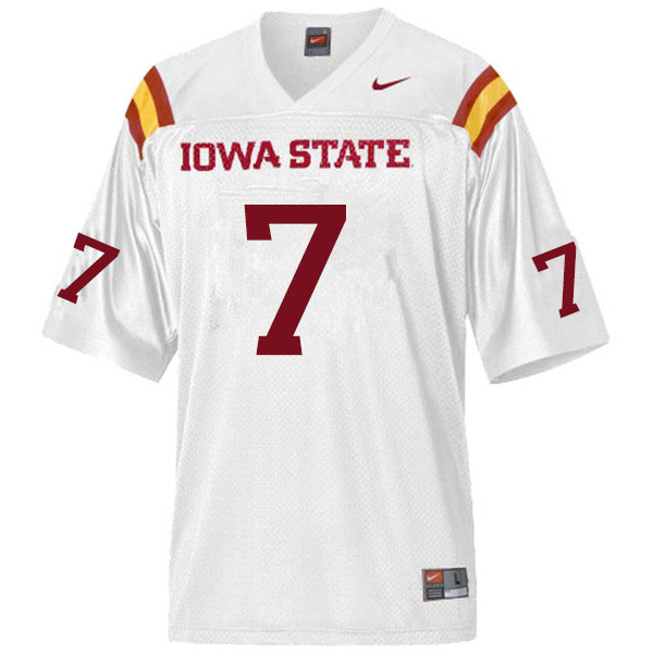 Iowa State Cyclones Men's #7 La'Michael Pettway Nike NCAA Authentic White College Stitched Football Jersey CB42O47GM